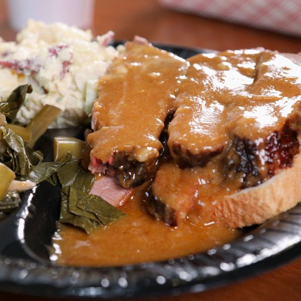 Whitner’s BBQ Hot Open-Faced Brisket Sandwich