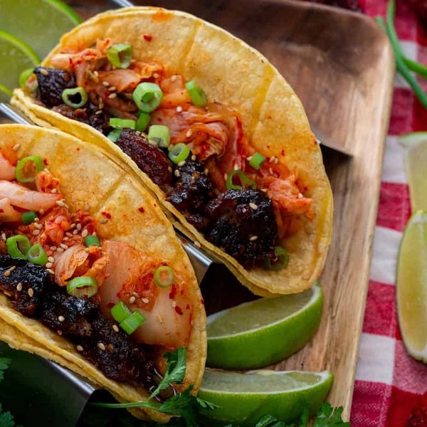 Smoked Korean Pork Belly Burnt Ends Tacos