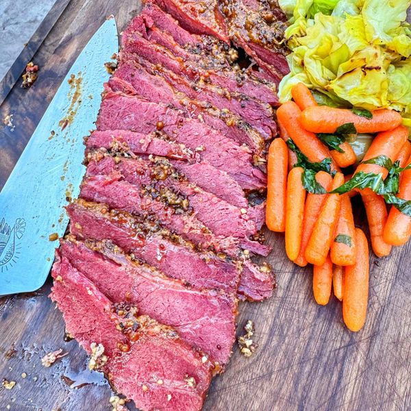 Maple Mustard Corned Beef on the Traeger