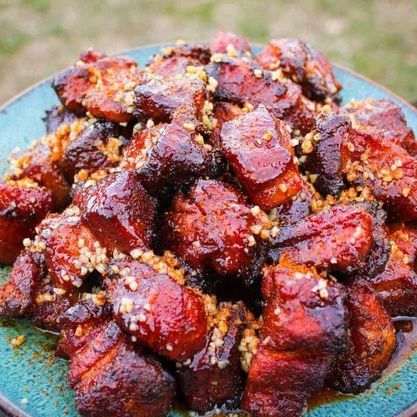Honey Garlic Pork Belly Burnt Ends